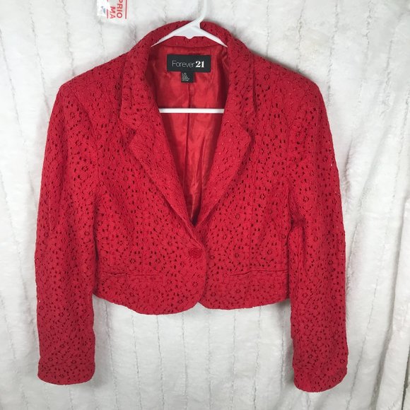 Forever 21 Jackets & Blazers - Forever21 Women's L Cropped Lace Jacket